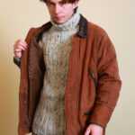 Braune Wildlederjacke L