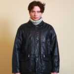 Schwarze Lederjacke L