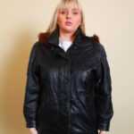 Schwarze Lederjacke XL