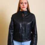 Schwarze Lederjacke XL