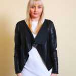 Schwarze Kunstlederjacke L
