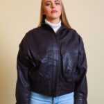 Schwarze Lederjacke M