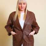Braune Lederjacke L
