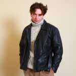 Schwarze Lederjacke L