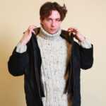 Schwarze Lederjacke L