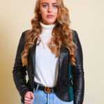 Schwarzer Leder Blazer M