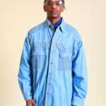Verziertes Jeanshemd XL