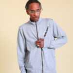 Graue Strickjacke L