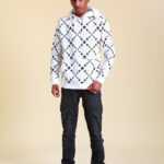 Weißer Fischbone Pullover S