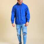 Blaue Regenjacke S
