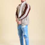 Beige Strickjacke L