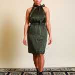 Olivegrünes Seidenkleid M