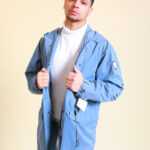 Blaue Regenjacke M