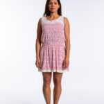 Verspieltes Kleid mit Blumenspitze und Schmetterling Print und Taschen, lavand M