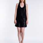 Schwarzes Cocktailkleid mit sexy Rücken und Pailetten, Vero Moda S