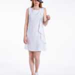 Verspieltes Kleid im A-Linien Cut mit leichten Puffärmeln und Stoffaufnaht, Damen M