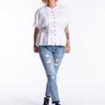 Strukturiertes weißes Sommerhemd mit kurzen Ärmeln, Vero Moda S