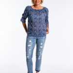 Blaues Hemd mit Print, Vallintage M