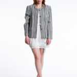Grün gestreifter Blazer mit Schulterpolster im Chanel Stil., Marcona L