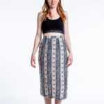 Dieser wurderschöne beige, schwarze Wickelrock  wurde aus einem Maxi Kleid upgecycelt ., ONE OF A KIND by VALLINTAGE XS