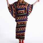 Maxikleid mit bunten Mustern aus den 80er Jahren #Made in West Germany von der Vintage Marke SIMONE, Simone L