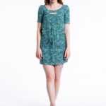 Leichtes Sommerliches Mini Kleid in grün/blau mit Floralen Mustern. Größe 36 fällt aber eher aus wie Größe 34 mit engen Ärmeln., 2 Two S