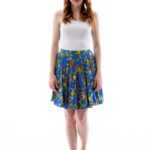 Vintage Mini Falten Rock in Blau mit floralen Mustern., Vintage S