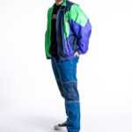 80er Jahre Nike Sport Jacke mit verstellbarem Turtleneck Kragen., Nike XL