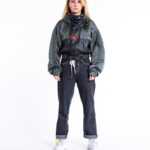 Bomberjacke mit intigrierter Kapuze und Taillengürtel mit Bestickungen, Klepper Sportswear S