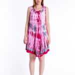Sommerkleid im indischem Style mit Batikmuster und handgemalten Palmen, Handmade in India One Size
