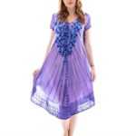 Lila Sommerkleid #Batikstyle #handmade MIt traditionellen Blumen bemalt perfekt für warme Sommertage, Handmade in India One Size