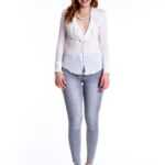 Vintage Bluse in weiß mit Spitze und glitzer Pailletten, Ashley brooke L