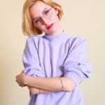 Lilafarbener Baumwolle Pullover M