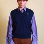 Blauer Schurwolle Pullover L