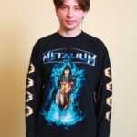 Schwarzer Metalium-Pullover L