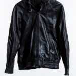 Sportliche Vintage Leder Jacke mit Bündchen, Vintage XL
