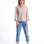 Gestreifte Lacoste Bluse in Vintage Stil, leicht tailliert., Lacoste 38